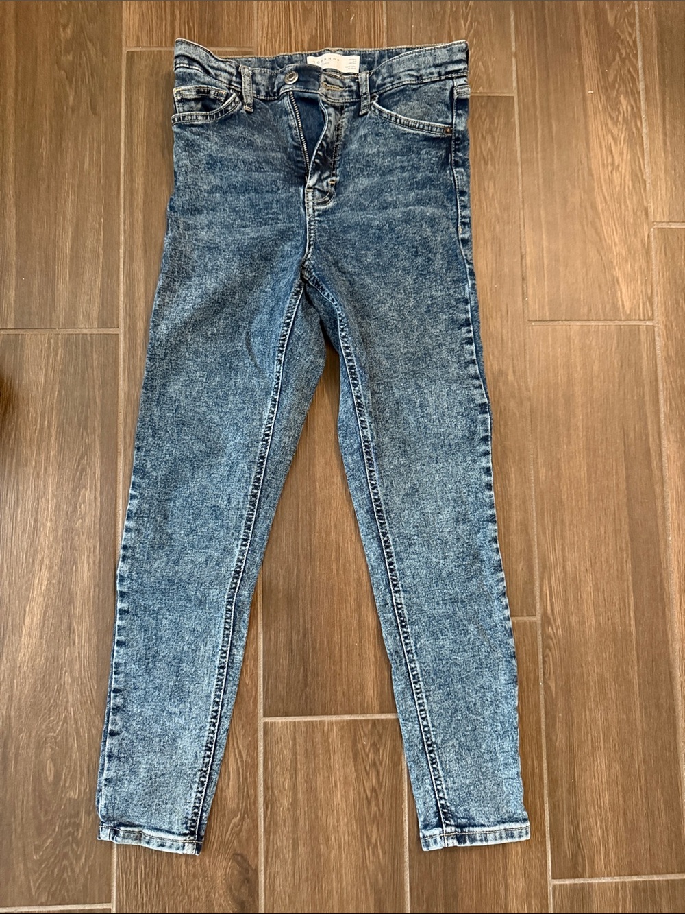 Topshop Skinny High-Rise Jean in Washed Blue